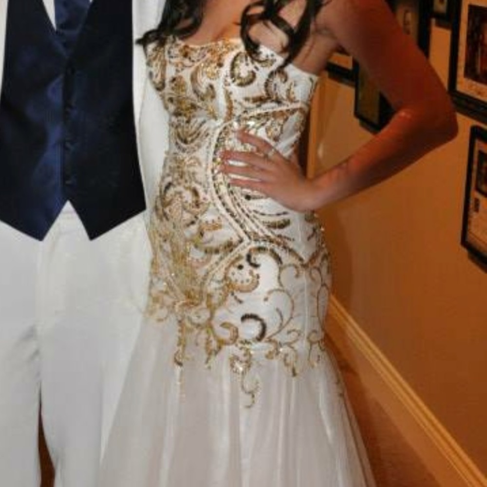 ALYCE white/gold prom dress - Picture 2 of 4